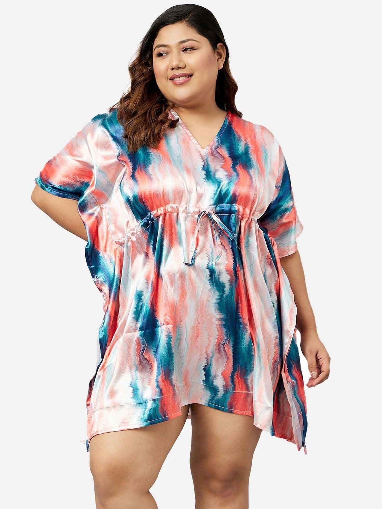 Secrets By ZeroKaata Pink & Blue Printed Kaftan
