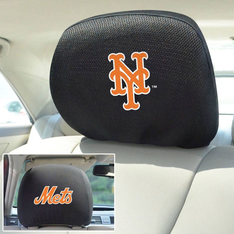 MLB New York Mets Embroidered Head Rest Cover Set - 2pc