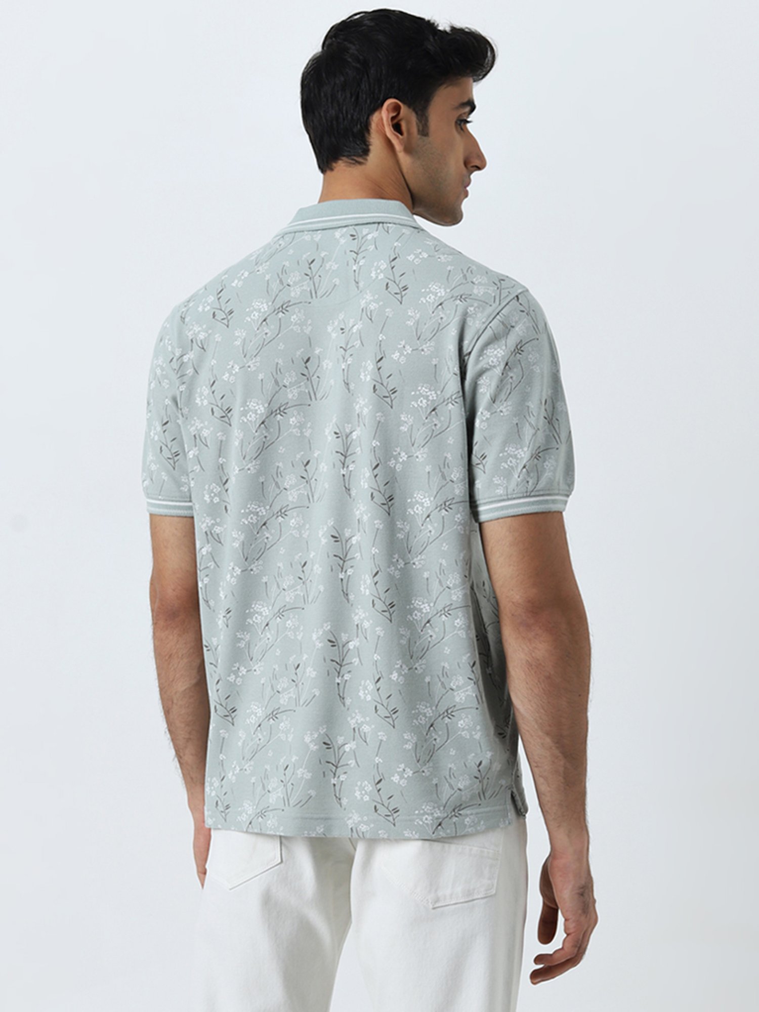 WES Casuals by Westside Sage Floral Printed Relaxed-Fit Polo T-Shirt