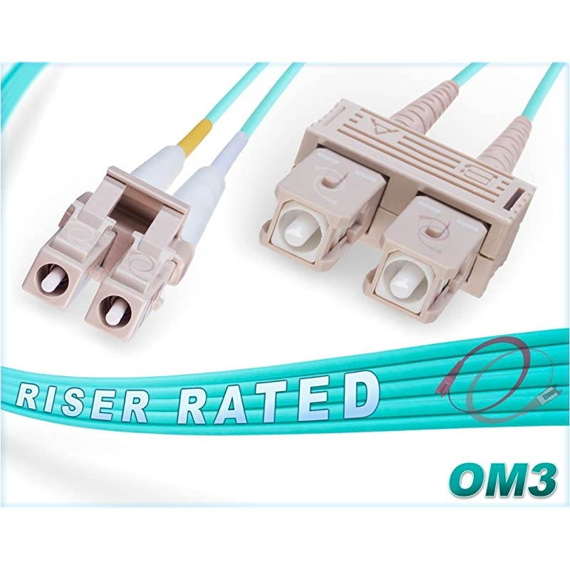 150M OM3 LC SC Fiber Patch Cable | 10Gb Duplex 50125 LC to SC Multimode Jumper 150 Meter 49212ft | Length Options 05M300M | 1g 10g 40g mmf 10gbase sfp+ aqua lommf ofnr lcsc