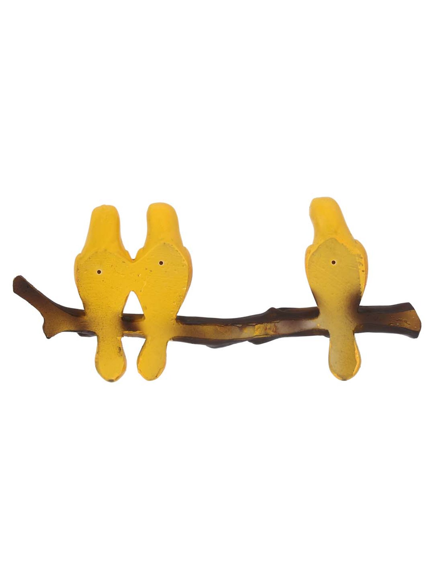 eCraftIndia 3 Yellow Birds Sitting on Tree Branch Decorative Key Holder