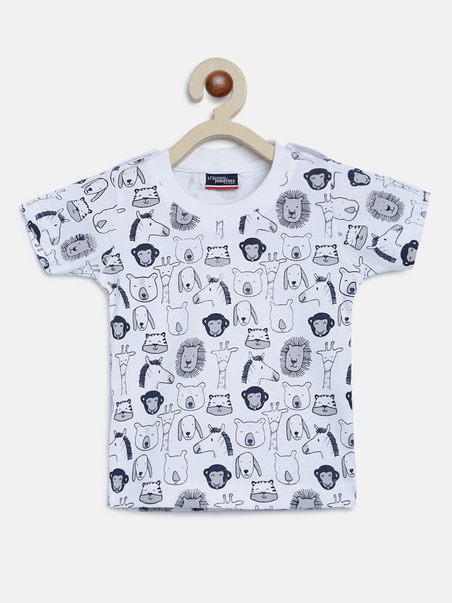 Li'l Tomatoes Kids White & Navy Printed T-Shirt with Dungaree