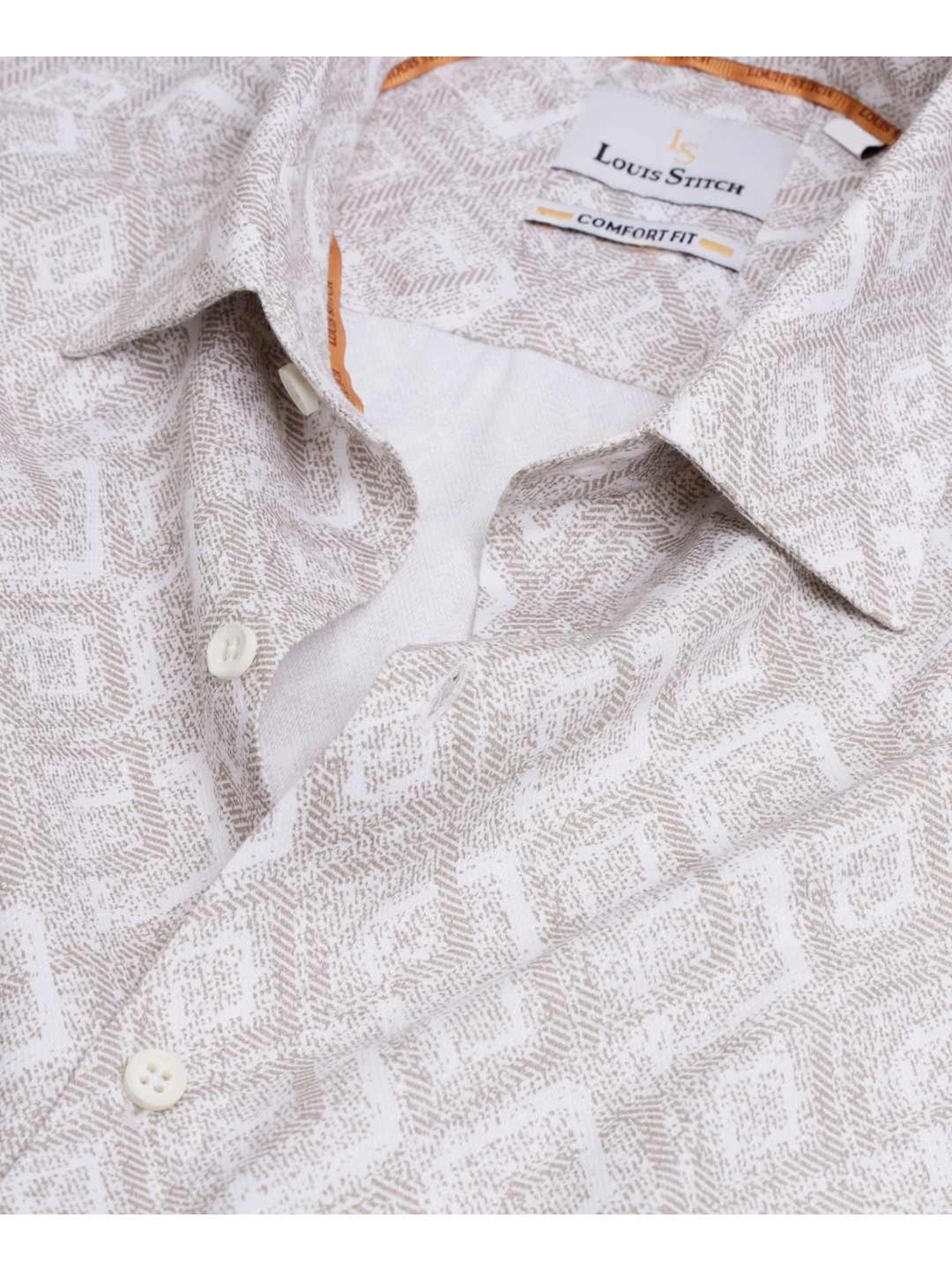 Louis Stitch Brown Cotton Regular Fit Printed Shirt