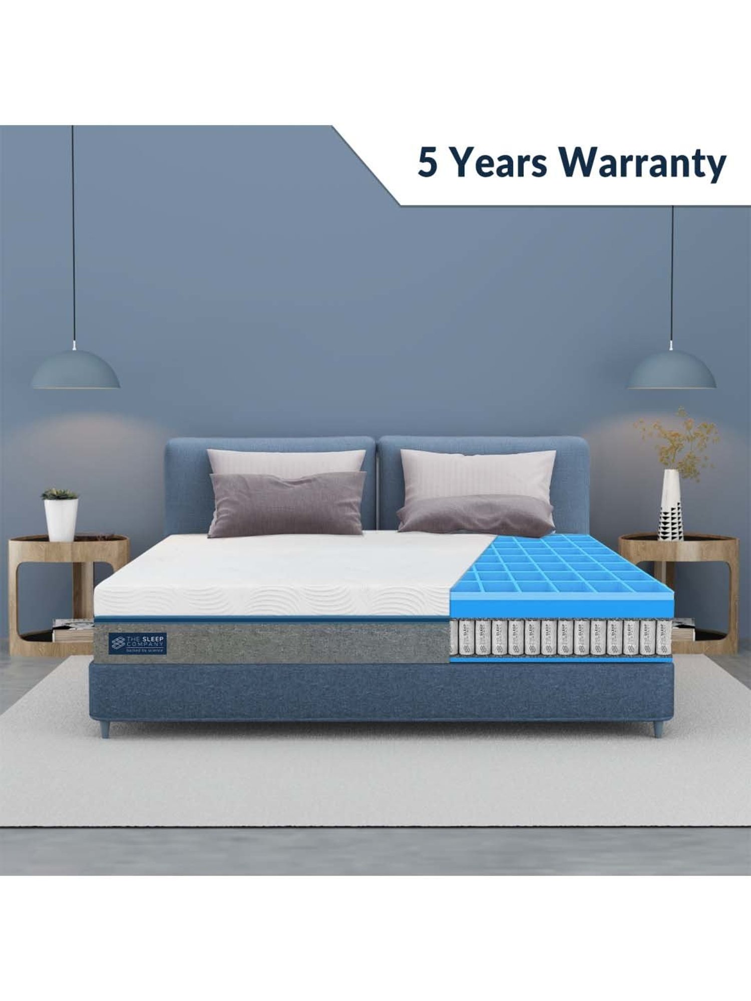 The Sleep Company SmartGRID White Viscose Ortho Hybrid Mattress - Single Size (75 in. L x 36 in.W)