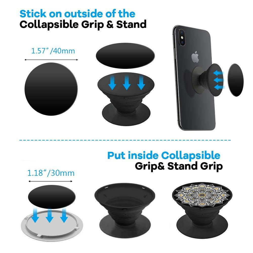 Happy Bell Mount Metal Plate with Sticky Adhesive Pad for Collapsible Grip & Stand/Magnetic Phone Car Mount/Magnet Cradle Holder,Black