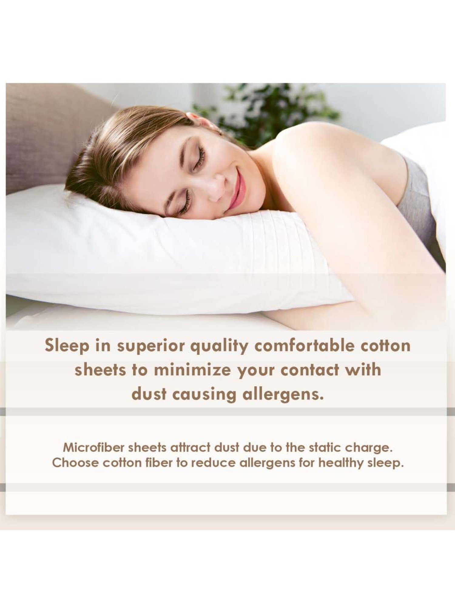 Pizuna Long Staple Brown Cotton 400 TC Single Bedsheet with 2 Pillow Covers