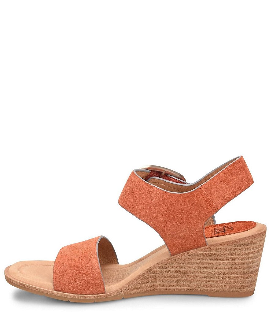 Sofft Greyston Suede Adjustable Buckle Wedge Sandals
