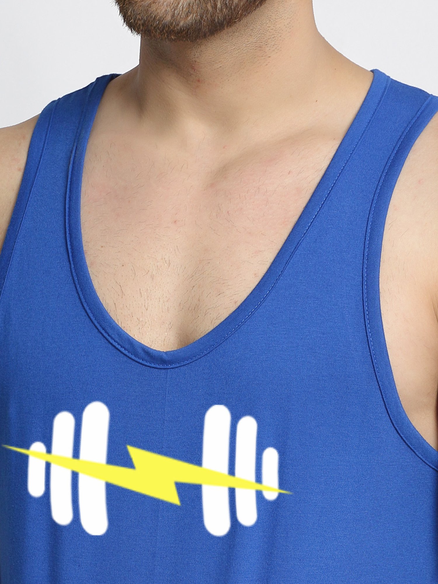 Friskers Blue Regular Fit Graphic Sports Vest