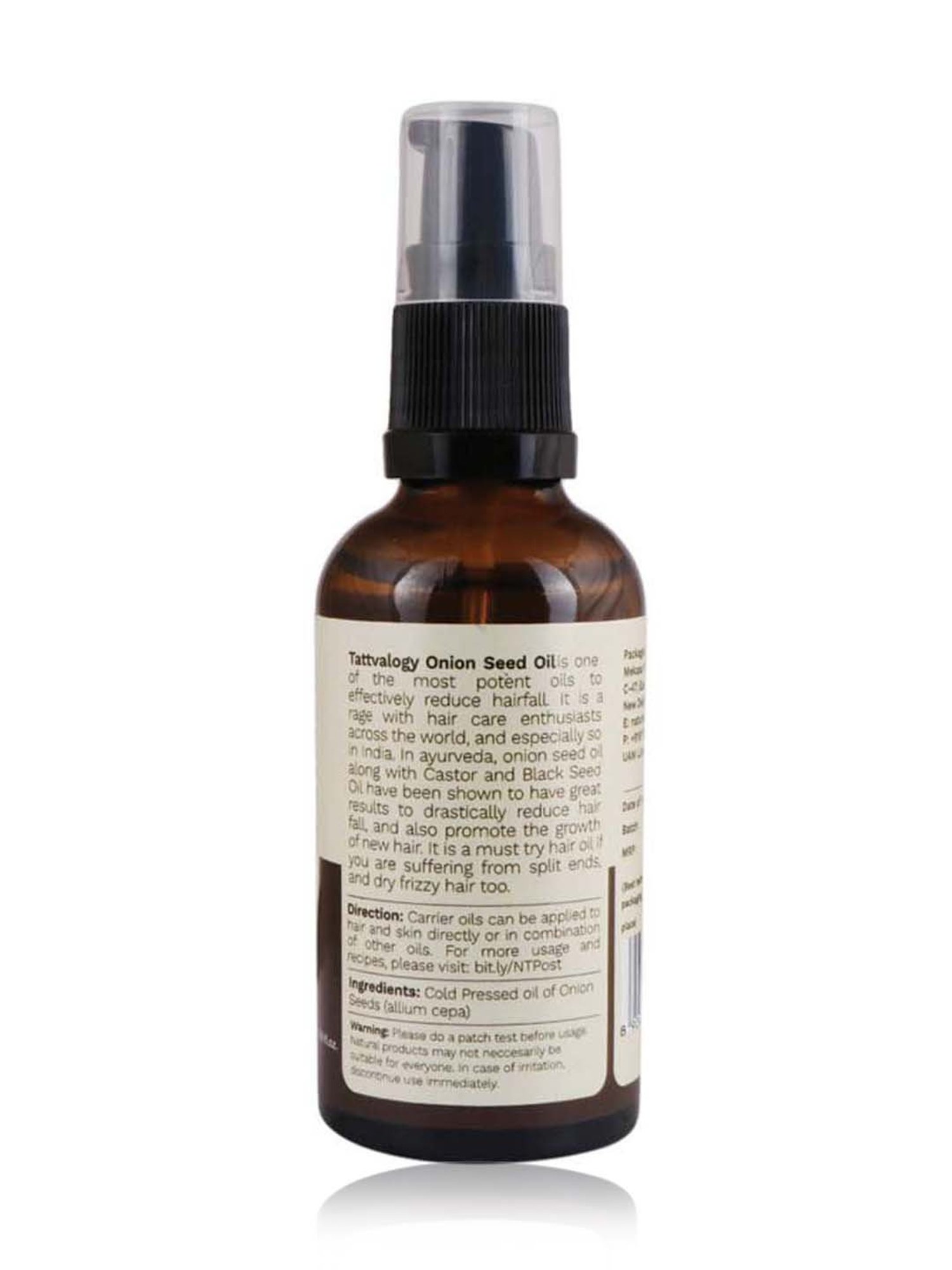 Tattvalogy Raw Red Onion Seed Oil Hair Oil for Hair Fall Reduction Stronger Hair - 50 ml