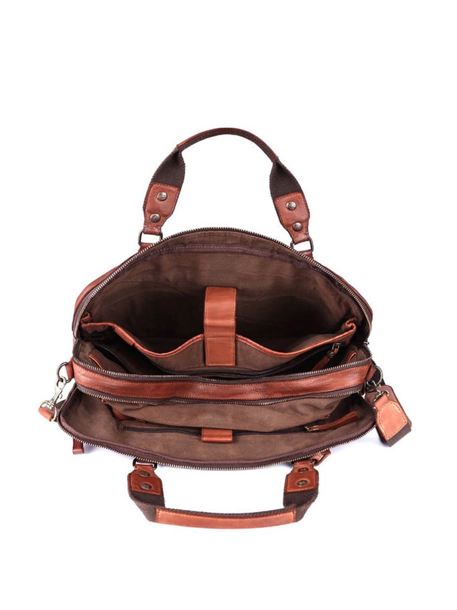 KOMPANERO Garrison Cognac Leather Solid Messenger Bag