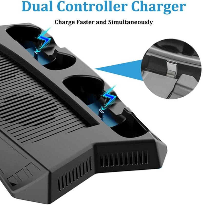 Console Charging Station with Cooling Fan Including 2 Controller Charging Dock and 3 USB Hubs for PS5 Digital / UHD Edition