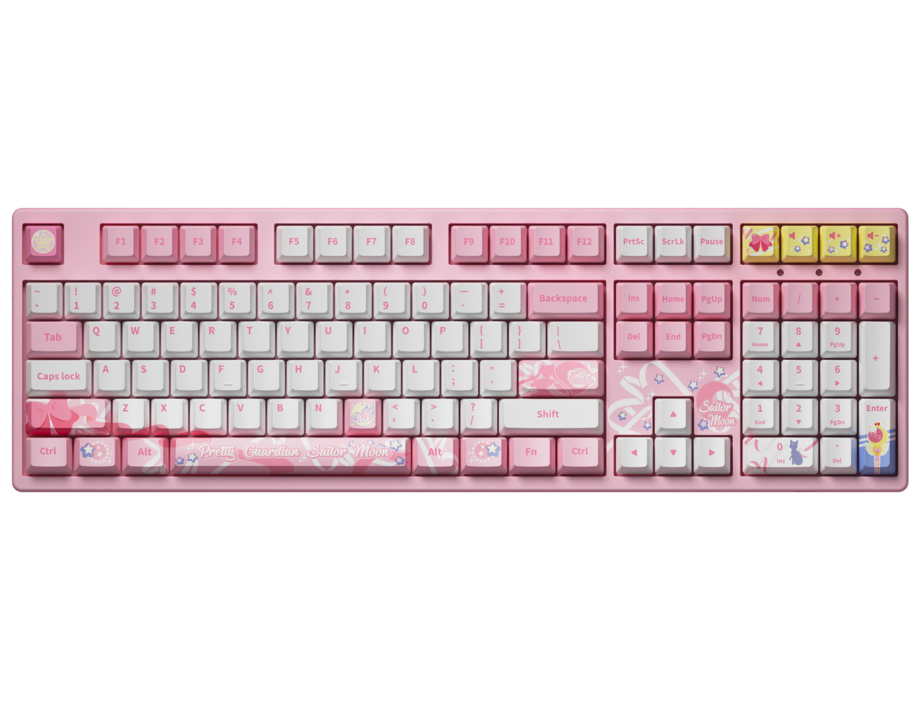 Akko 3108V2 Sailor Moon Gaming Mechanical Keyboard Pink Switch Double Shot Dye Sub PBT Keycaps NKRO Detachable USB Type-C Pink Cat Paw