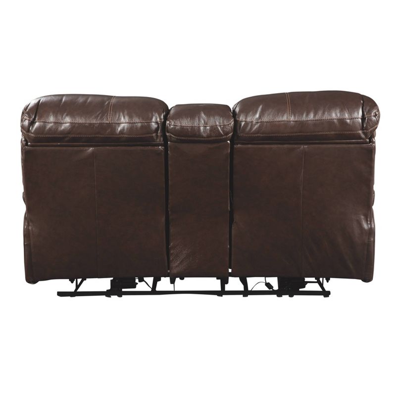 Hallstrung Power Reclining Loveseat with Console/Adjustable Headrest Chocolate Brown - Signature Design by Ashley