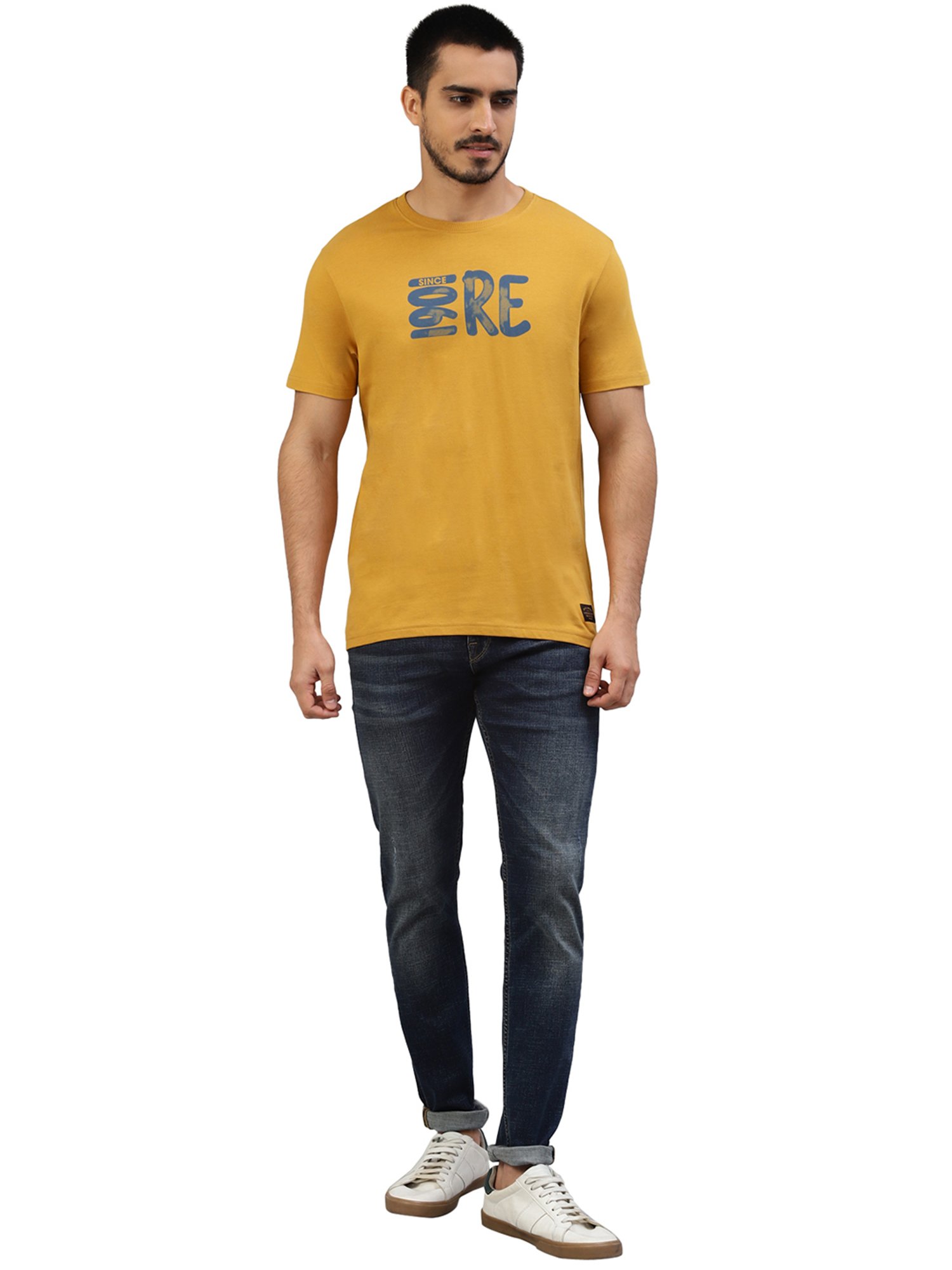 Royal Enfield Everyday Adventure Mustard Regular Fit Printed Crew T-Shirt