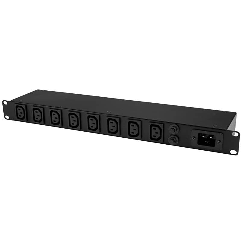 com 8 C13 Outlet Horizontal 1U Rack Mount PDU Power Strip for Server Racks Surge Protection 16A 10ft NEMA 520P Power Cord PDU08C13H