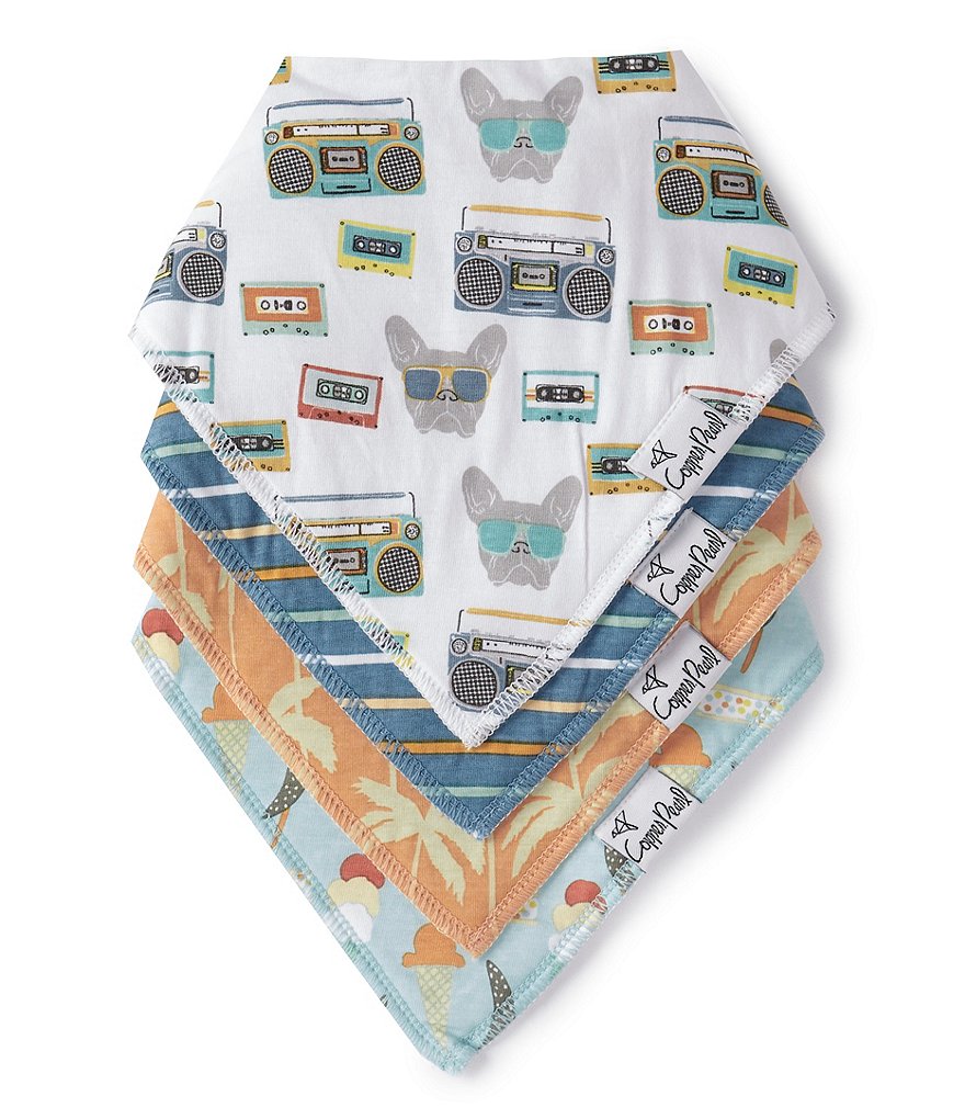 Copper Pearl Baby Boys Bruno Bandana Bibs 4-Pack