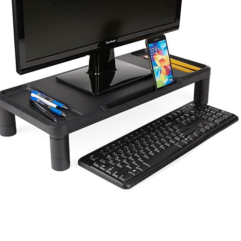 LGPLMONSTBLK Monitor Stand Durable Plastic Monitor Riser for Computer Monitor Laptop PC MacBook Black