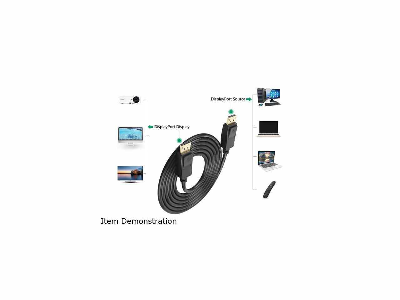 multi-function DisplayPort Cable 10ft(3m) DP Cable- [4K@60Hz] Display Port Cable High Speed DisplayPort to DisplayPort Cable for PC, Laptop, TV etc - (DP to DP Cable) Black (10Ft)