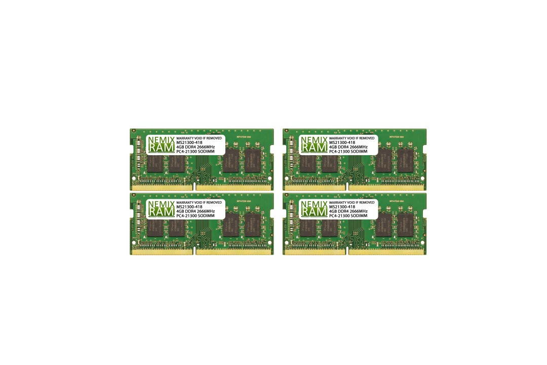 16GB (4x4GB) DDR4 2666 (PC4 21300) 1Rx8 SODIMM Laptop Memory RAM