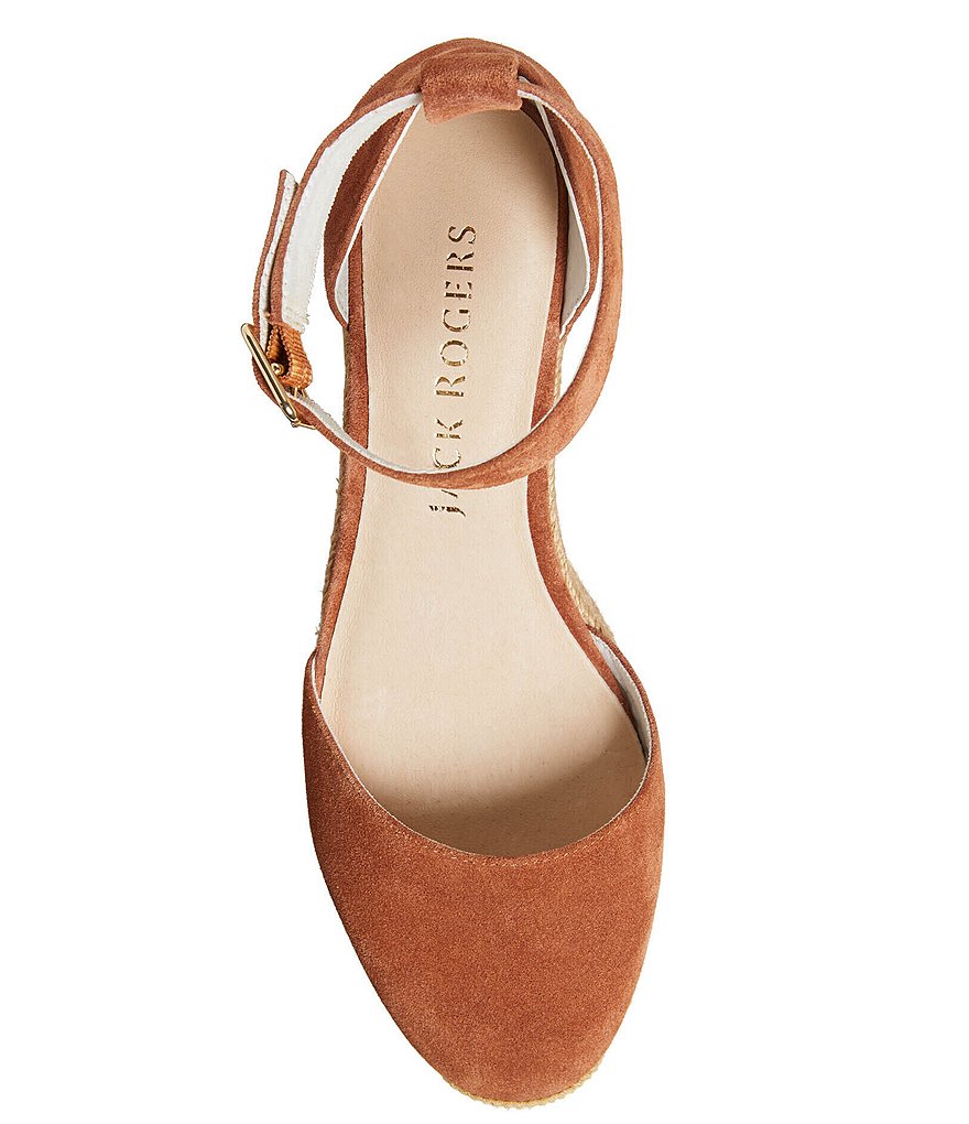 Jack Rogers Palmer Closed Toe Ankle Strap Suede Wedge Espadrilles