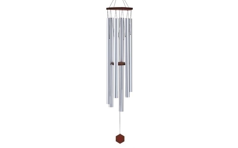 Roman 34" Hand-Tuned Triple Sealed Elm Wood Diamond Line Outdoor Patio Garden Wind Chime - Silver