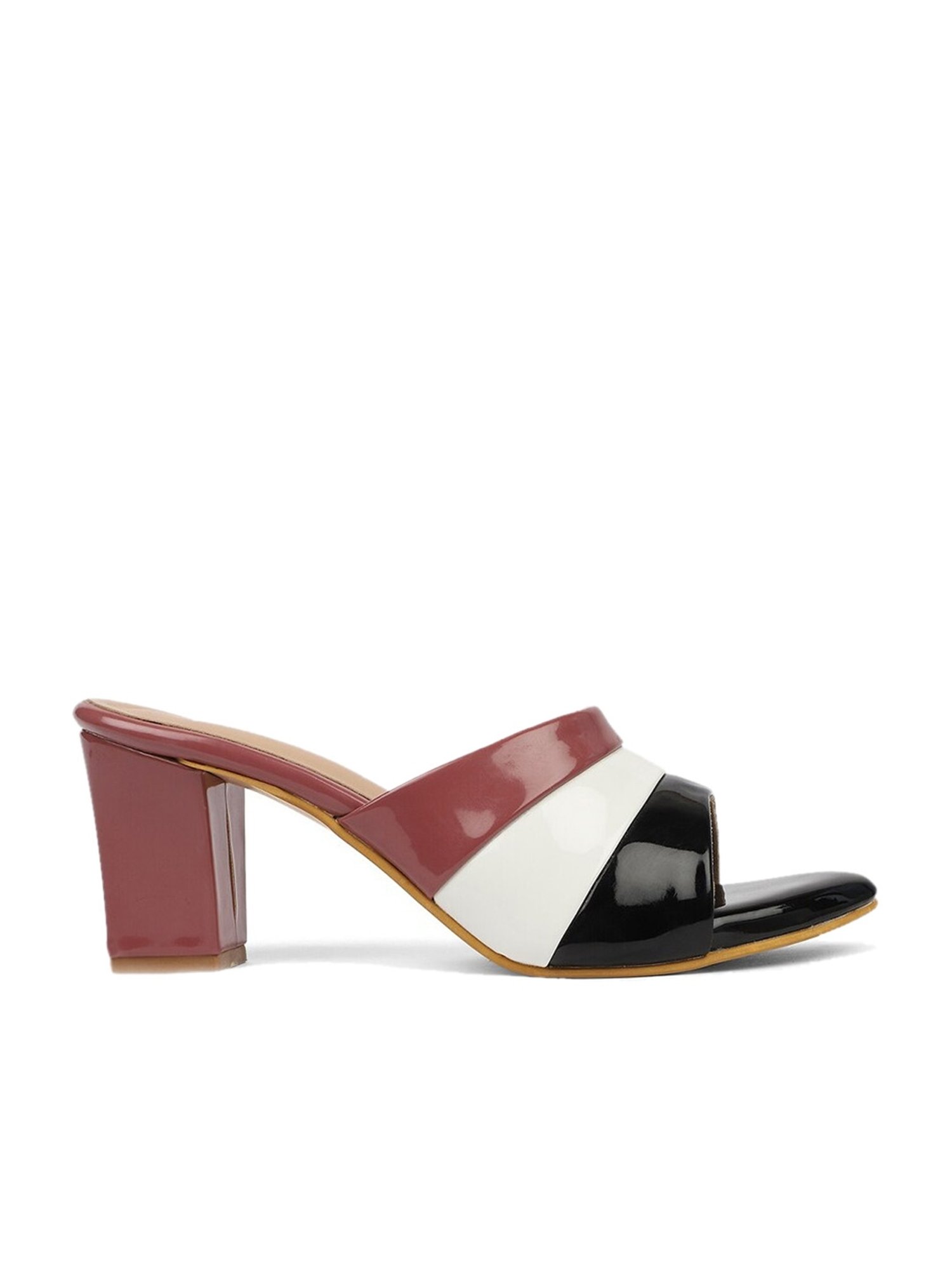 Iconics Women's Black & Maroon Casual Sandals