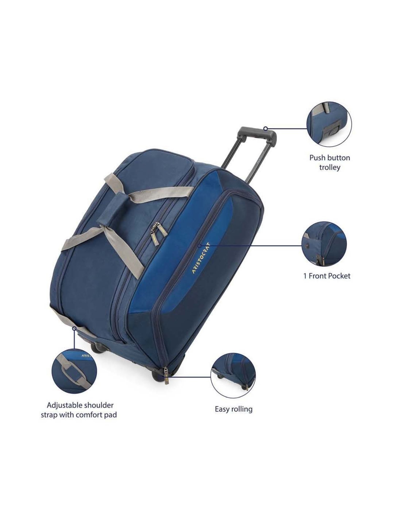 Aristocrat Blue Medium Soft Cabin Trolley - 65 cm