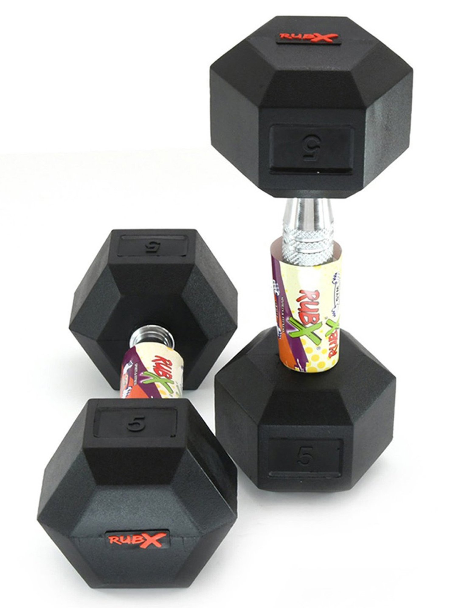 RUBX Rubber Coated Professional Exercise Hex Dumbbells (Pack of Two) 7.5 Kg x 2pc (Total = 15 kg)