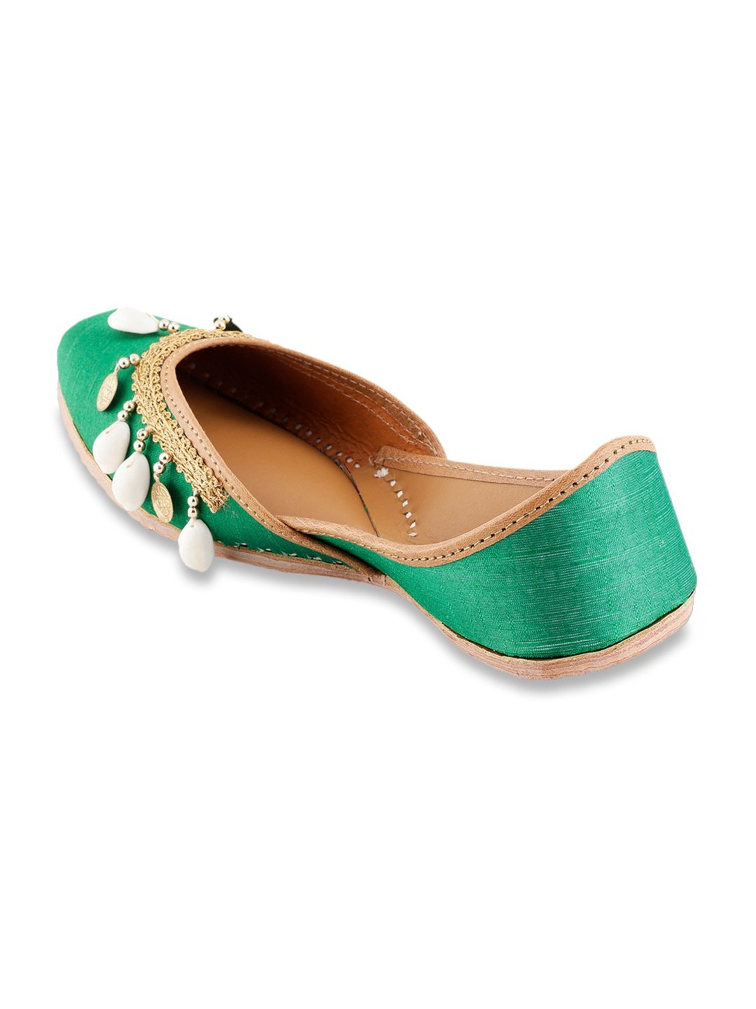 Glam Story Women's Land Snail Dark Green Ethnic Juttis