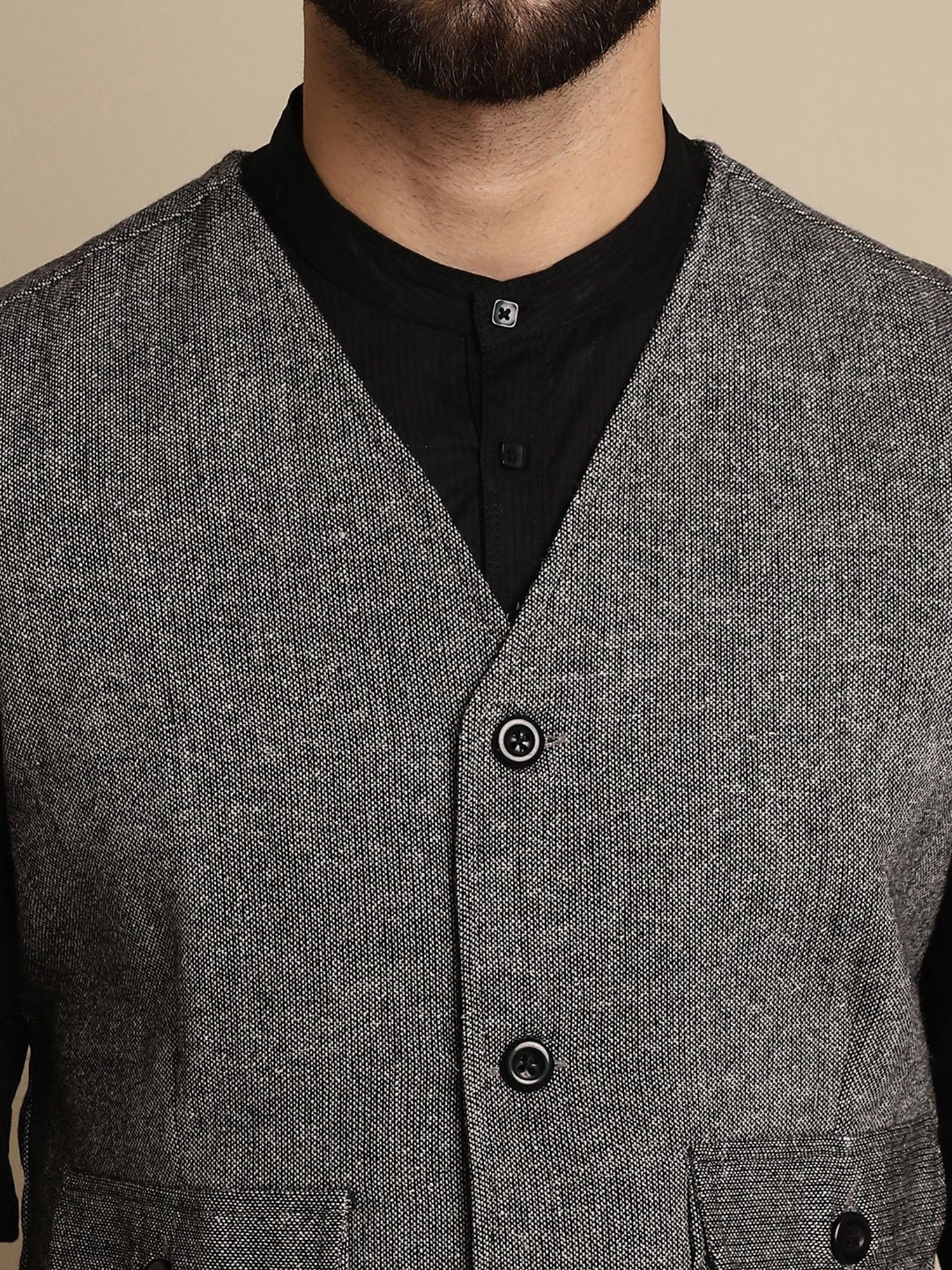 Even Charcoal Regular Fit V Neck Waistcoat