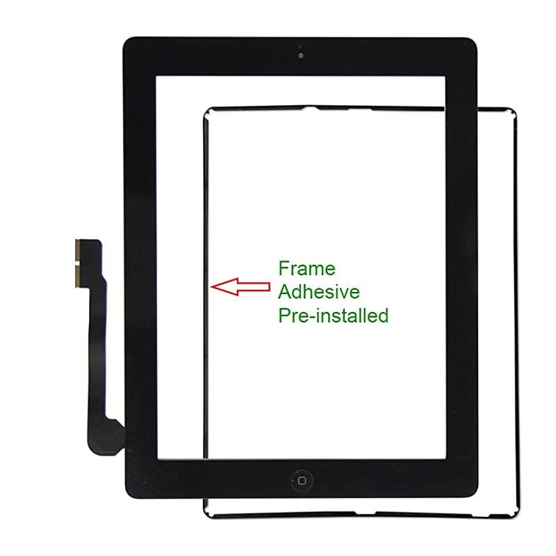 Black Screen Replacemenfor iPad 3 A1416 A1430 A1403iPad3 Touch Screen Digitizer FronGlass Assembly Includes Home Button +Camera Holder+ PreInstalled Adhesive +Tools Kit