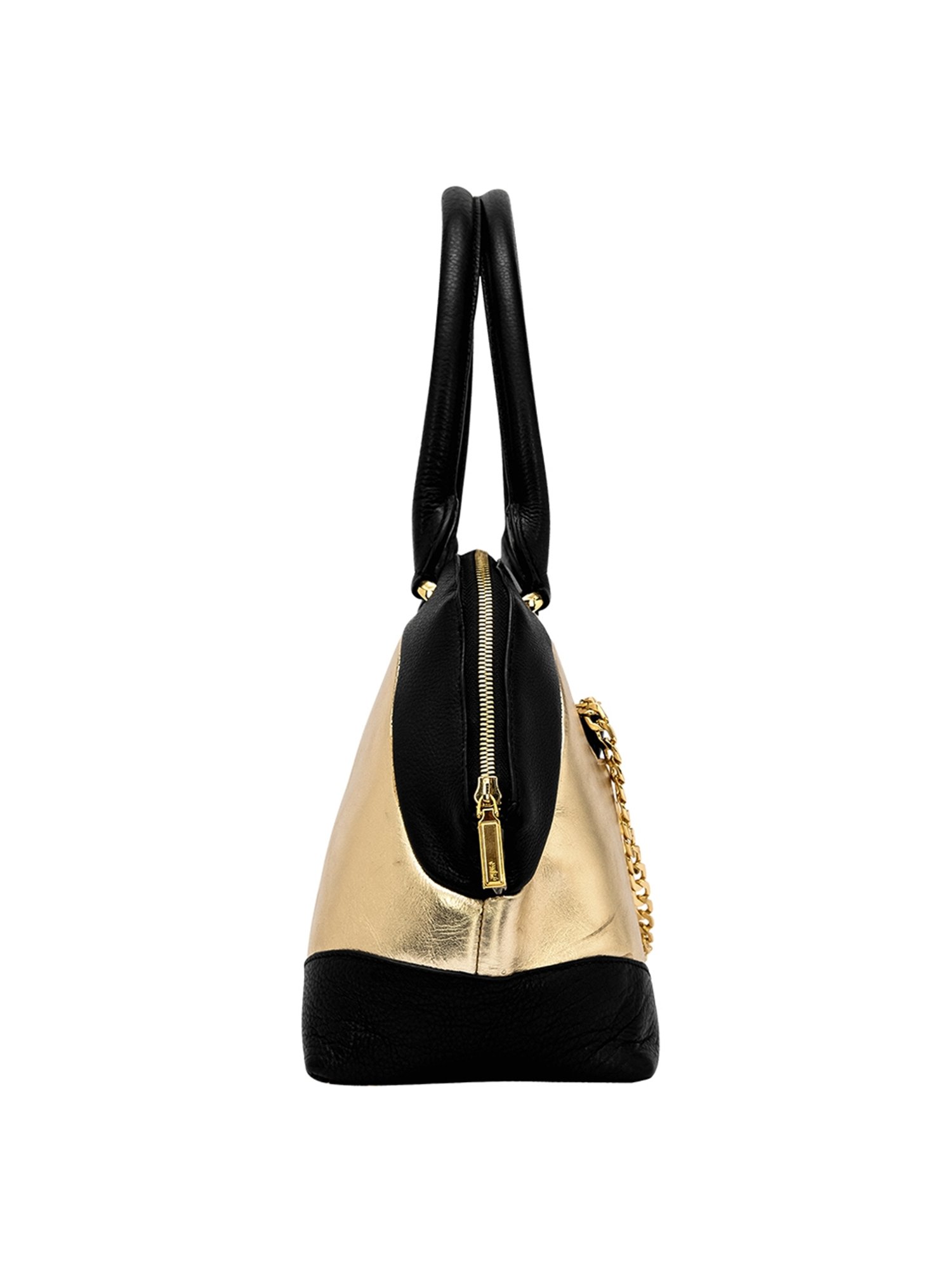 Eske Feya Black & Golden Color Block Medium Handbag