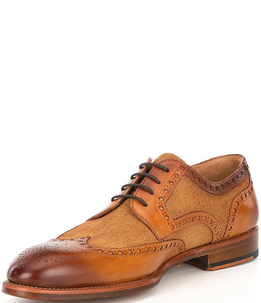 Magnanni Men's Asturia Leather and Linen Wingtip Oxfords