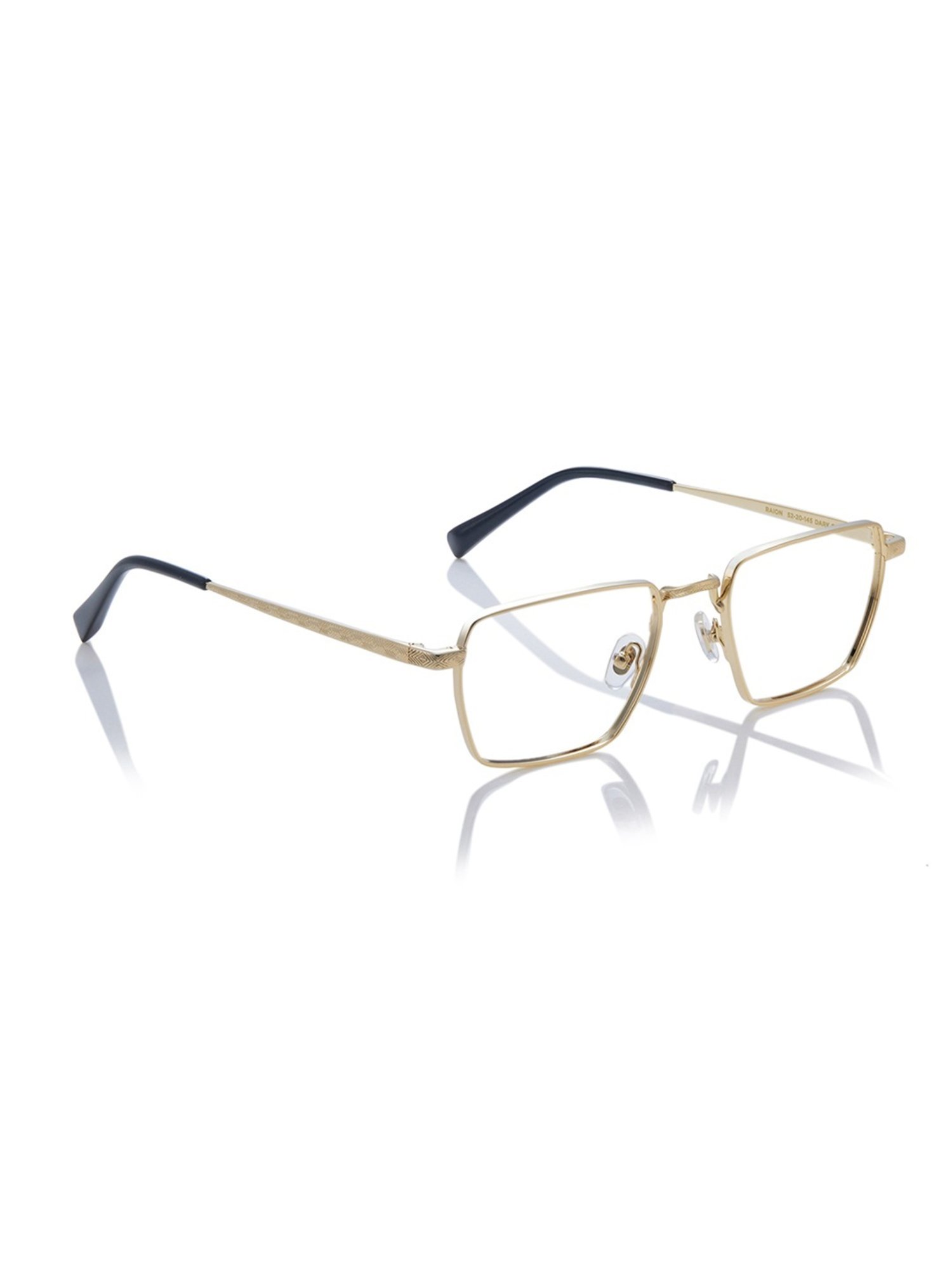 Shisen Fox Raion Dark Gold Rectangular Unisex Blue Filter Computer Lenses -52 mm