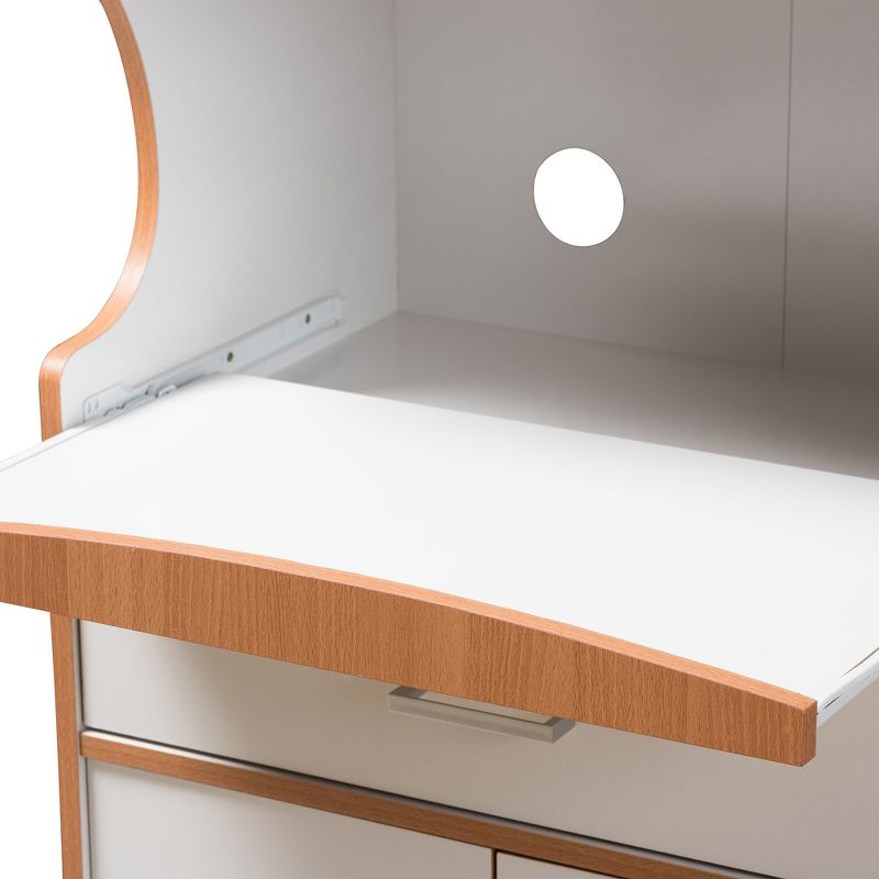Edonia Modern and Contemporary Beech and Finish Kitchen Cabinet White/Brown - Baxton Studio