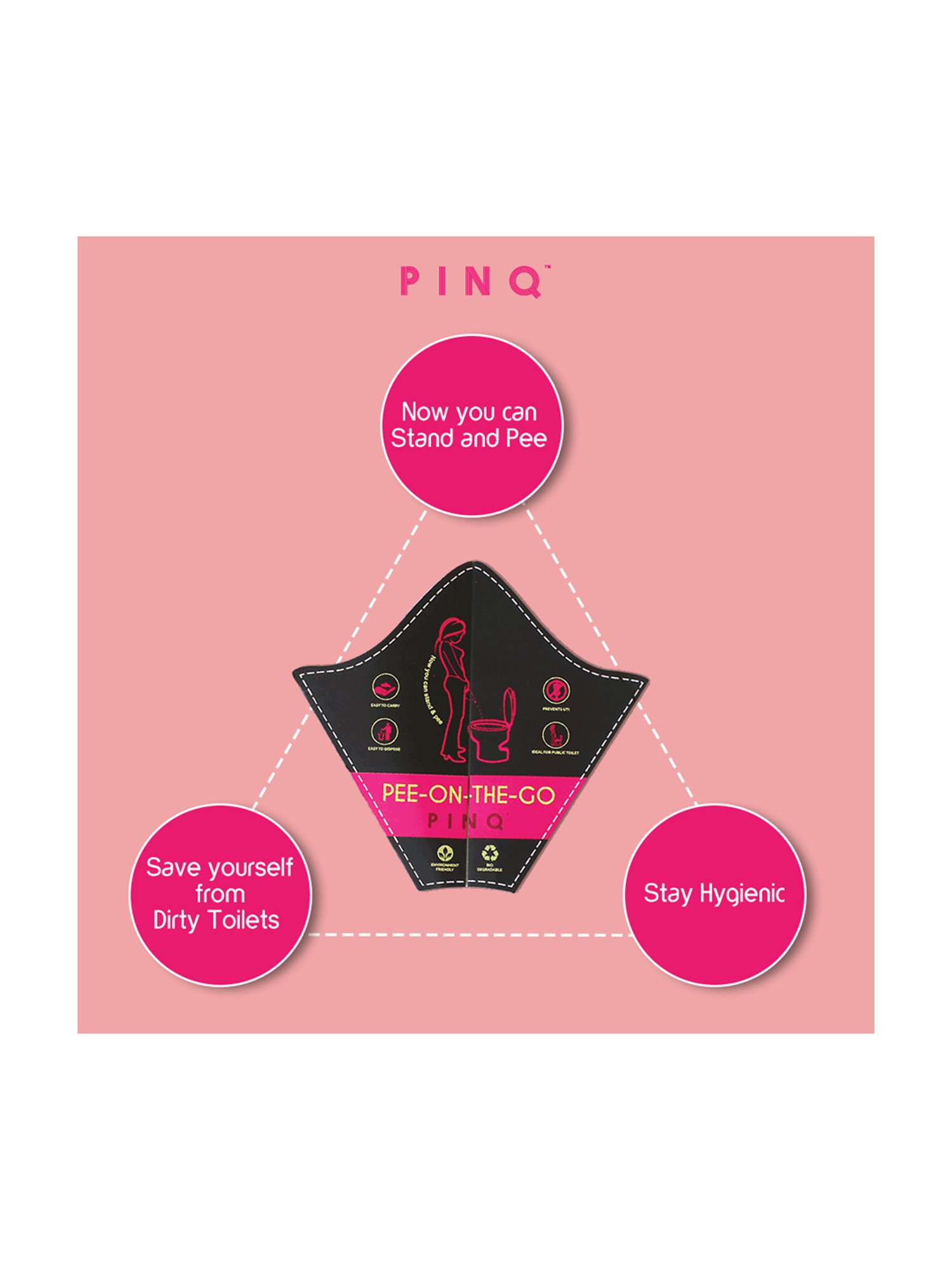 PINQ Pee-on-the-Go-Biodegradable Urination Funnels for Public Toilets, Travel -Pack of 10