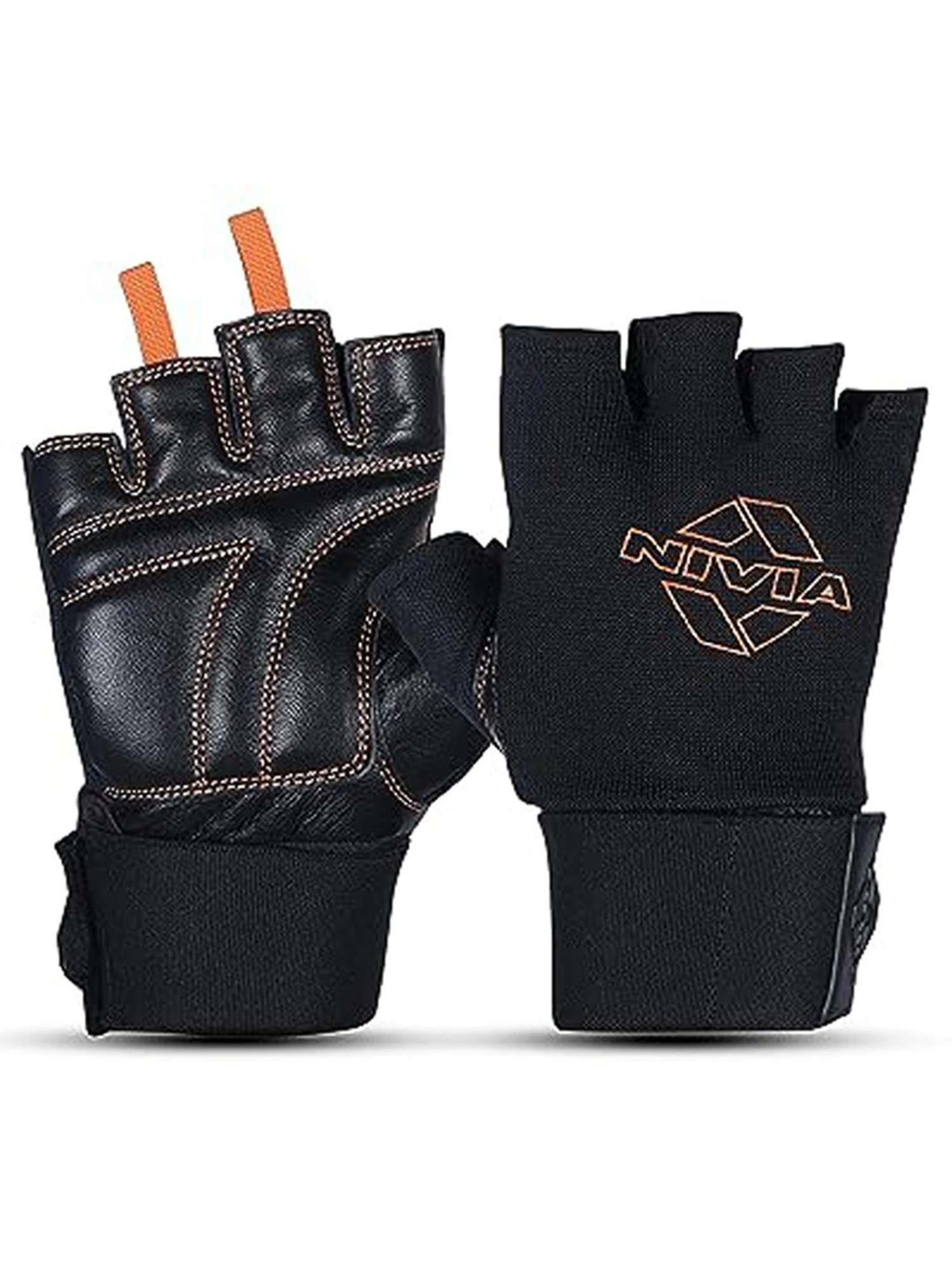 Nivia Leather Weightlifting Gym Gloves (Black) Size - XL