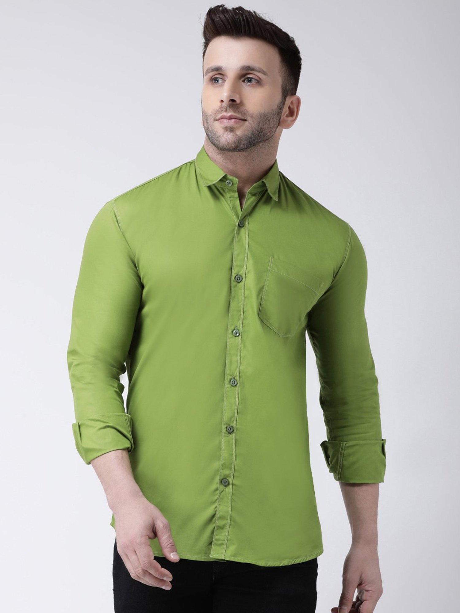 Hangup Plus Green Slim Fit Pure Cotton Shirt