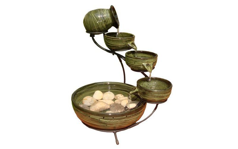 22" Smart Living Bamboo Leaf Solar Cascade Fountain