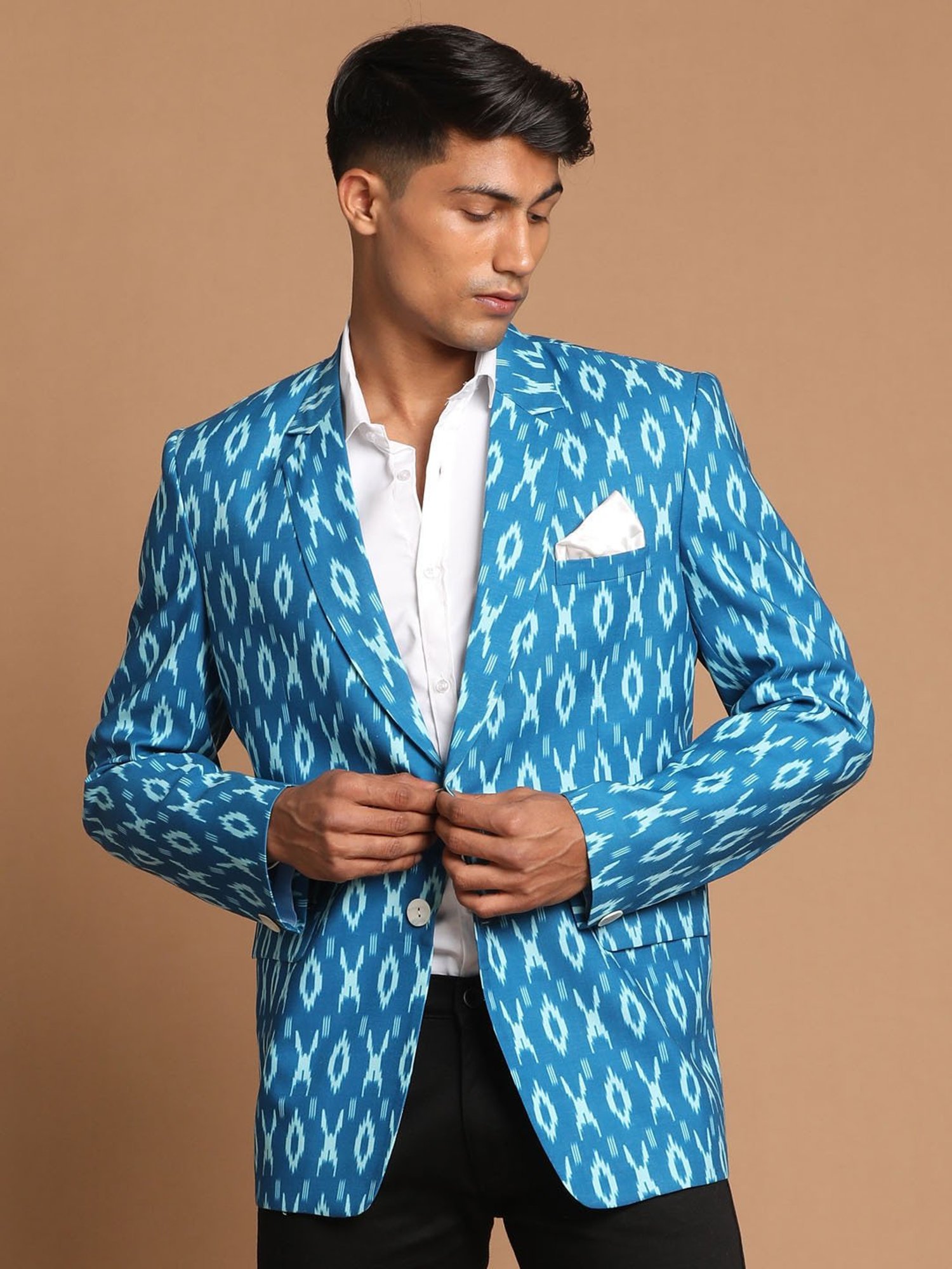 Hangup Cream Regular Fit Ethnic Blazer