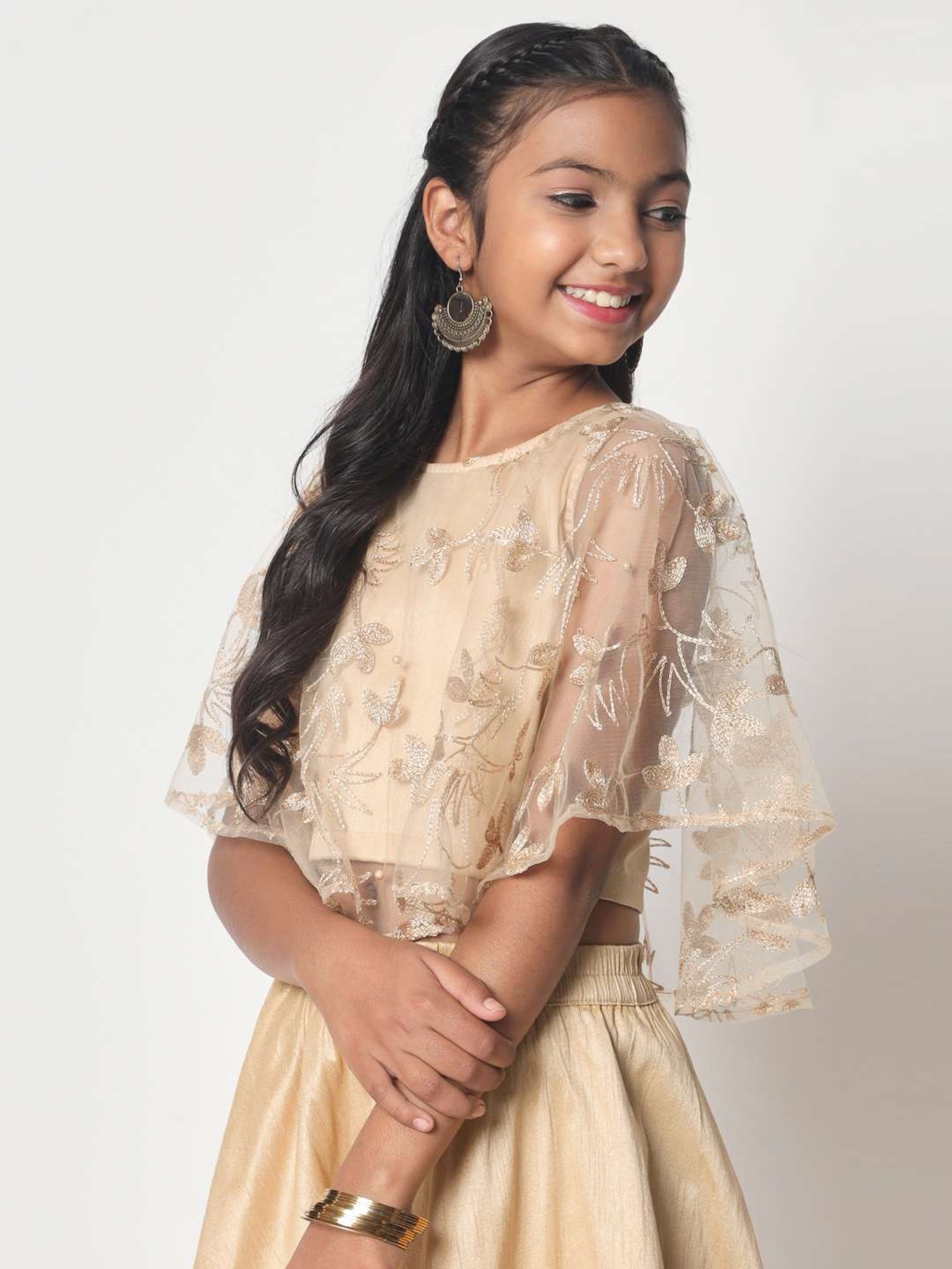 studiorasa Kids Beige Embroidered Top