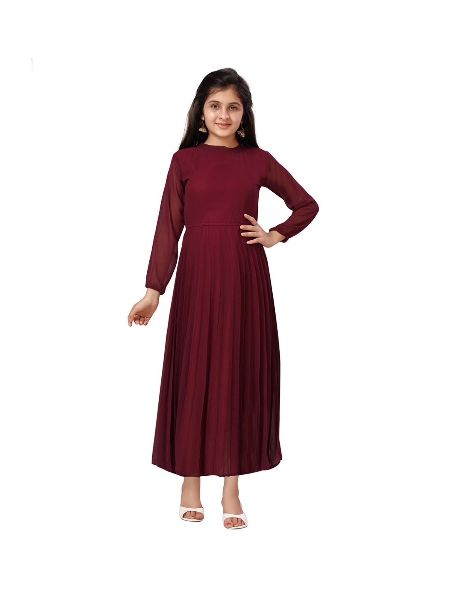 Aarika Kids Wine Solid Dress