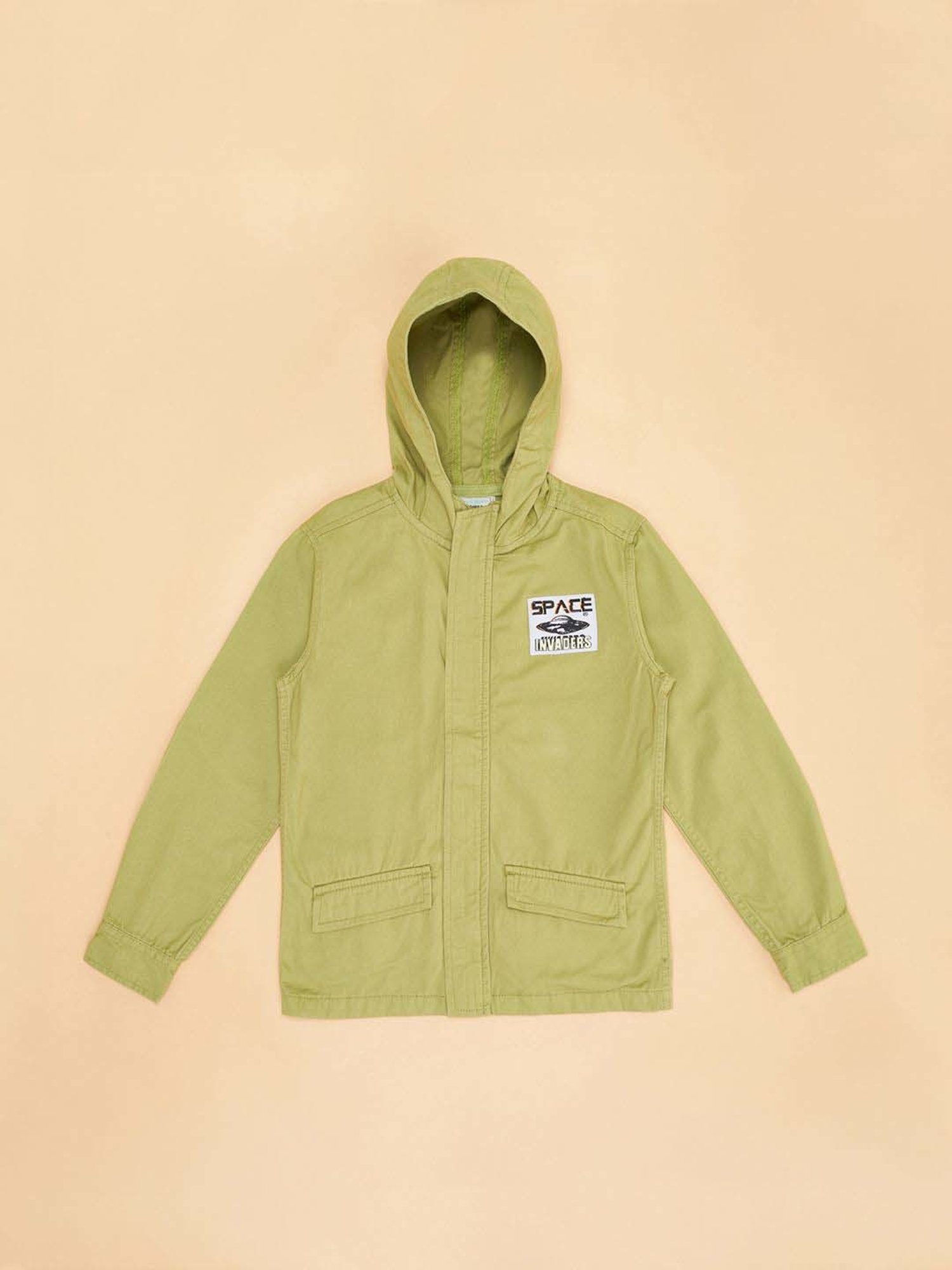 Pantaloons Junior Kids Olive Cotton Applique Full Sleeves Shirt