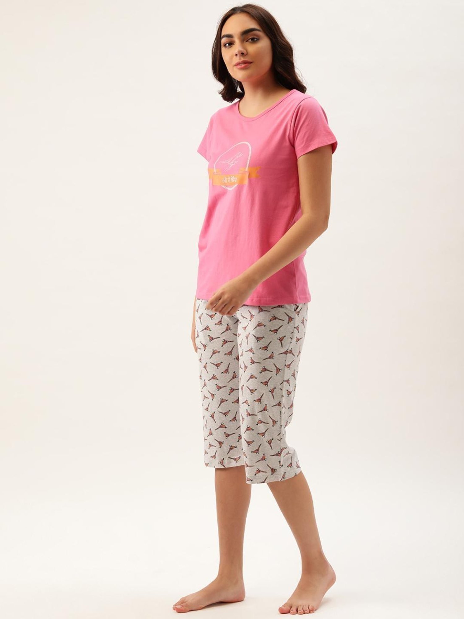 Clt.s Pink Graphic Print Capri Set