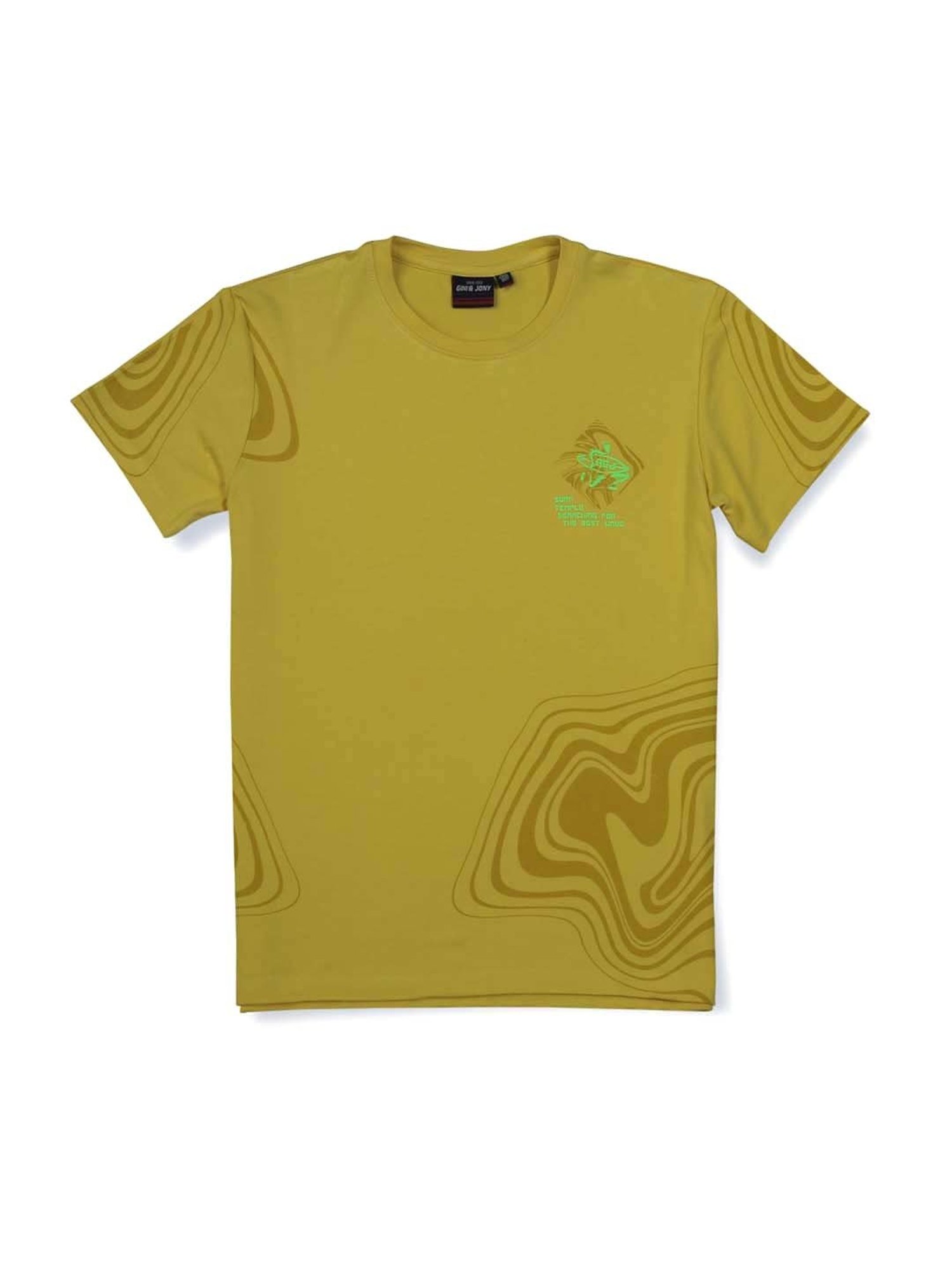 Gini & Jony Kids Yellow Printed T-Shirt