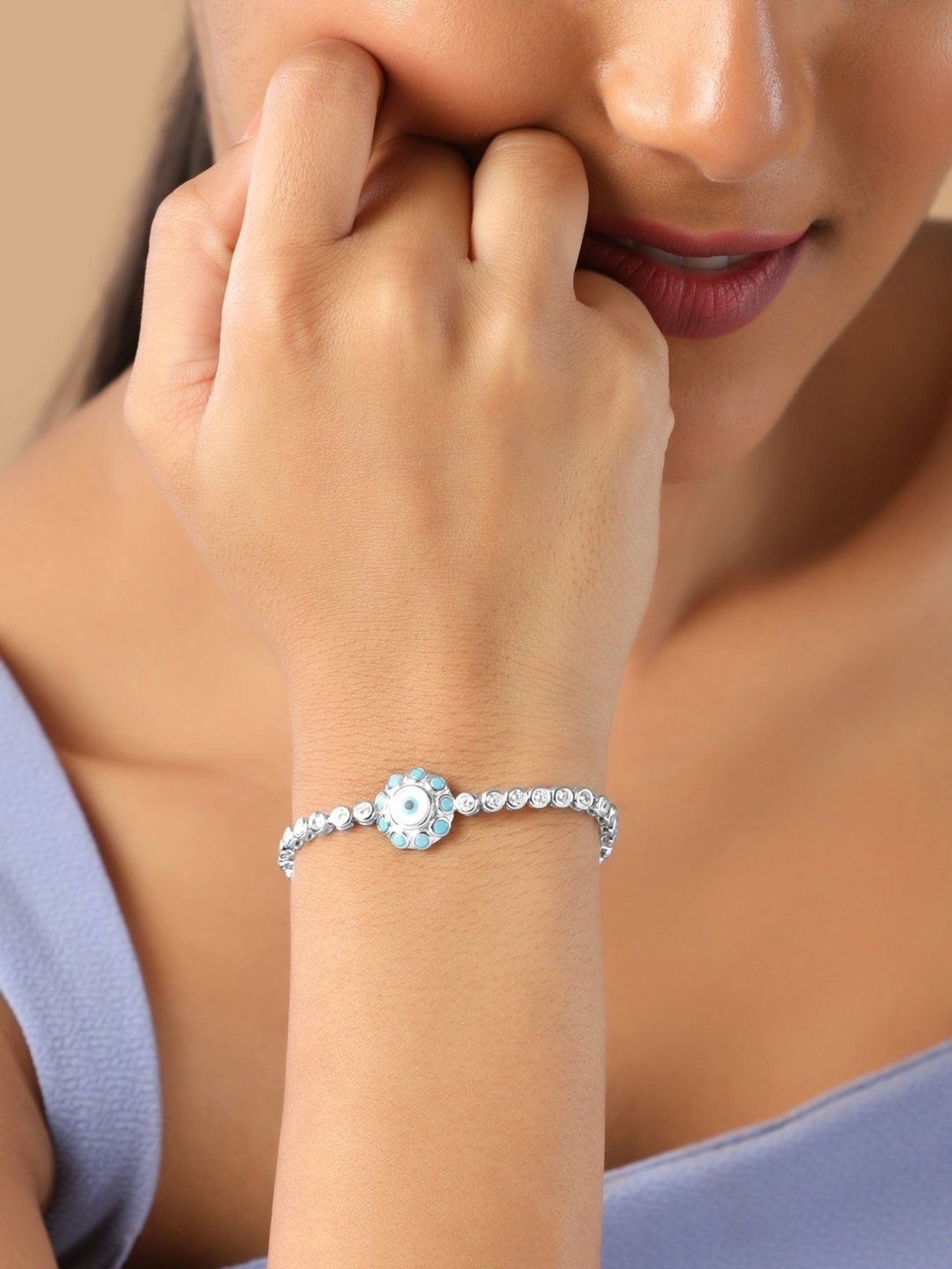 Curio Cottage 925 Silver Serene Evil Eye Repeller Bracelet