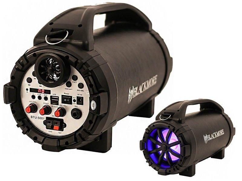 Blackmore BTU-5001 5.25" Black Cylinder Speaker +Bluetooth +AUX/USB/SD/FM +LED