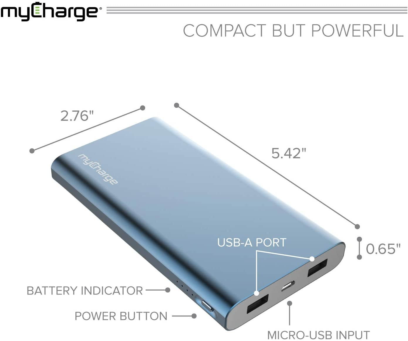 myCharge Portable Charger Power Bank - RazorXtra 12000mAh Dual USB Port External Battery Pack for Cell Phone USB Accessories - Compatible with Apple iPhone 12 Android for Samsung Galaxy
