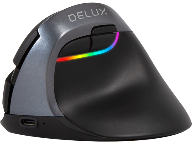 DELUX Wireless Small Vertical Mouse, Type-C Rechargeable Dual Mode Silent Ergonomic Mice with Bluetooth 4.0 and USB Nano Receiver, 4 Adjustable DPI and 6 Buttons (M618mini-White)