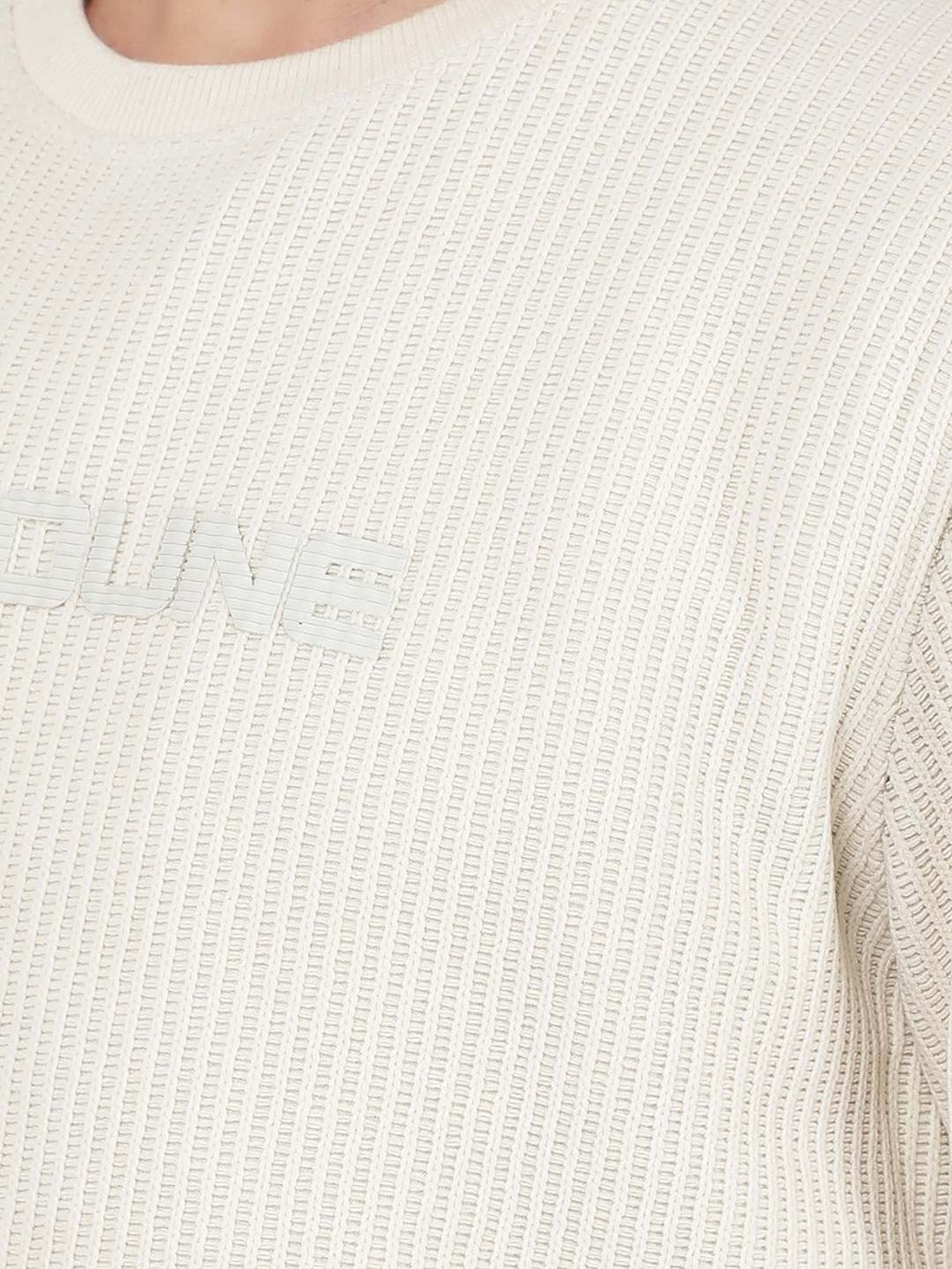 Crimsoune Club Off White Slim Fit Logo Printed Sweater